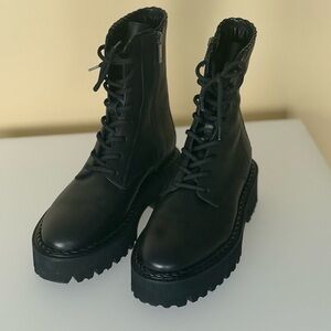 Black Lace-Up Women's Boots